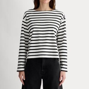Everlane Large Mariner Tee Black and White Striped Nautical Top